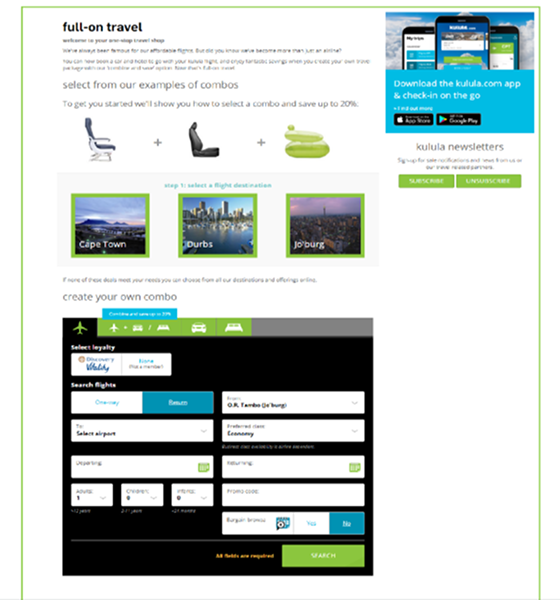 Old kulula.com Combine and Save design